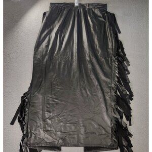 Curvy Girl Pencil Skirt Womens 3XL Black Tasseled Faux Leather Polyurethane